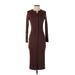 Old Navy Casual Dress - Shirtdress Crew Neck 3/4 sleeves: Brown Solid Dresses - Women's Size X-Small