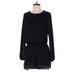 Lucca Couture Romper Crew Neck Long sleeves: Black Solid Rompers - Women's Size Medium