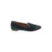 J.Crew Factory Store Flats: Smoking Flat Chunky Heel Casual Green Print Shoes - Women's Size 7 1/2 - Almond Toe