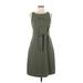 Banana Republic Casual Dress - A-Line Scoop Neck Sleeveless: Green Solid Dresses - Women's Size 4