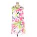 DKNY Casual Dress - Mini Mock Sleeveless: Pink Floral Dresses - Women's Size 14