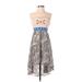 Flying Tomato Casual Dress - High/Low: Tan Baroque Print Dresses - Women's Size Small