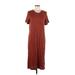 Jessica Simpson Casual Dress - Shift Crew Neck Short sleeves: Burgundy Print Dresses - Women's Size Medium