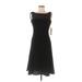 Evan Picone Casual Dress - A-Line Boatneck Sleeveless: Black Solid Dresses - New - Women's Size 6