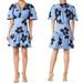 Kate Spade Dresses | Kate Spade Dress Womens 4 Blue Grand Flora V-Neck A-Line Cotton Short Sleeve | Color: Blue | Size: 4