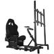 Dardoo racing simulator cockpit adjustable frame with Monitor Stand and Black Seat (50mm round tube) fit for Logitech G25 G29 G920 Thrustmaster T300 Fanatec racing mount without wheel handbrake pedal