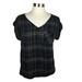 Anthropologie Tops | Holding Horses Top Xs Womens Black Plaid V Neck Short Sleeves Lyocell Casual | Color: Black | Size: Xs