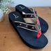 J. Crew Shoes | J.Crew Navy Blue Flip-Flops With Pink Embroidered Flamingos - Size 8 | Color: Blue/Pink | Size: 8