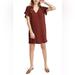 Madewell Dresses | Madewell Novel Shift Mini Dress Rusted Burgundy V-Neck Short Sleeves Size Xs New | Color: Brown/Red | Size: Xs