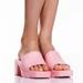 Zara Shoes | Barbie X Zara Pink Rubber Slides Heeled Sandals | Color: Pink | Size: 6