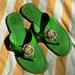 Lilly Pulitzer Shoes | Lilly Pulitzer Green Thong Sandals With Gold Ornement | Color: Green/Pink | Size: 8.5