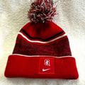 Nike Accessories | Adult Nike Stanford University Cardinal Sideline Logo Cuffed Knit Hat Beanie Pom | Color: Red/White | Size: Os