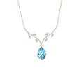 GAVIK trendy jewelry rose gold plated 925 sterling silver blue rhinestone drop diamond pendant necklace with crystal