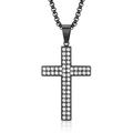 LOFIRY Full Diamond Inlay Stainless Steel Cross Pendant Necklace HIPHOP CNC Carve Necklace Pendants for Men and Women