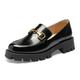 GENSHUO Classic Loafer Shoes with Sleek Black Patent, Womens Flats Shoes with Buckle Embellishment