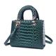 Women Leather Top-Handle and Crossbody Bag - Classic Designer Clutch Purse and Snake Print Satchel Shoulder Bag, Green