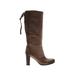 Vic Matie Boots: Slouch Chunky Heel Bohemian Brown Print Shoes - Women's Size 40 - Round Toe