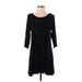 Comfy U.S.A. Casual Dress - Mini Scoop Neck 3/4 sleeves: Black Print Dresses - Women's Size Small