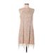 Love, Fire Casual Dress - Mini Halter Sleeveless: Tan Print Dresses - Women's Size Large