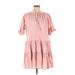 Petal and Pup Casual Dress - A-Line High Neck Short sleeves: Pink Dresses - Women's Size Medium