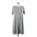 Gap Casual Dress - Shift Scoop Neck Short sleeves: Gray Marled Dresses - Women's Size Medium