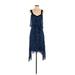 Derek Lam 10 Crosby Cocktail Dress - Midi V-Neck Sleeveless: Blue Dresses - Women's Size 0