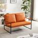 Small Space Faux Leather Loveseat Modern Metal Frame Sofa with Extra Thick Padded Backrest and Seat Cushion for Living Room