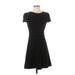 Ann Taylor LOFT Casual Dress - Mini High Neck Short sleeves: Black Polka Dots Dresses - Women's Size 00 Petite
