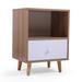 Low Foot Natural+White Bedside Table Set of 2 with Drawer Storage Compartment and Wood Feet for Bedroom Nightstands End Table