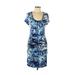 Nicole Miller Artelier Casual Dress - Sheath Scoop Neck Short sleeves: Blue Dresses - Women's Size Large