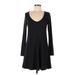 Billabong Casual Dress - Mini Scoop Neck Long sleeves: Black Print Dresses - Women's Size Medium