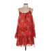 Adelyn Rae Casual Dress - A-Line Scoop Neck Long sleeves: Red Print Dresses - Women's Size Medium