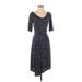 Boden Casual Dress - A-Line Scoop Neck 3/4 sleeves: Purple Print Dresses - Women's Size 4