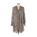 H&M Casual Dress - Shift V Neck 3/4 sleeves: Brown Dresses - Women's Size 12