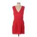 BCBGeneration Casual Dress - Party V-Neck Sleeveless: Red Print Dresses - Women's Size 10