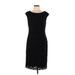 Lauren by Ralph Lauren Casual Dress - Sheath Scoop Neck Sleeveless: Black Solid Dresses - Women's Size 12