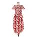 Grace Karin Casual Dress - A-Line Boatneck Short sleeves: Red Print Dresses - Women's Size Medium
