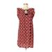 Ann Taylor LOFT Casual Dress - Shift Tie Neck Sleeveless: Red Dresses - Women's Size Medium