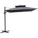 9 x 12 ft Double Top Patio Cantilever Umbrella with No Base, 360-degree Rotation