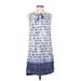 BeachLunchLounge Casual Dress - Shift Tie Neck Sleeveless: Blue Dresses - Women's Size Small
