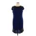 Tiana B. Casual Dress - Sheath Crew Neck Short sleeves: Blue Print Dresses - Women's Size X-Large