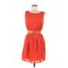 Ark & Co. Casual Dress - A-Line: Orange Solid Dresses - Women's Size Medium