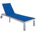Ebern Designs Patio Lounge Chair Sunlounger Sunbed w/ Cushion Solid Acacia Wood Wood/Solid Wood in Brown/White | Wayfair