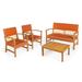 Winston Porter Naber 4 Piece Sofa Seating Group w/ Cushions Wood/Natural Hardwoods in Orange | Outdoor Furniture | Wayfair