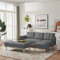 Latitude Run® Fabric Right Facing Sectional Sofa Bed, L-Shape Sofa Chaise Lounge w/ Ottoman Bench in Gray | 33.46 H x 80.71 W x 54.33 D in | Wayfair
