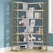 17 Stories Yiorgos Corner Bookcase Metal in White/Yellow | 70.86 H x 37.42 W x 37.42 D in | Wayfair 31A361E1F947497684F481C51F76BC45