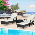Red Barrel Studio® Ber 78.75" Long Reclining Chaise Lounge Set w/ Cushions & Table Wicker/Rattan in Black | 40.5 H x 28.75 W x 78.75 D in | Outdoor Furniture | Wayfair
