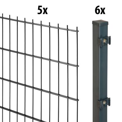 Doppelstabmattenzaun GARDEN 'N' MORE "Standard", grau (anthrazit), H:140cm L:10cm, Stahl, Kunststoff, Zaunelemente, 5 El