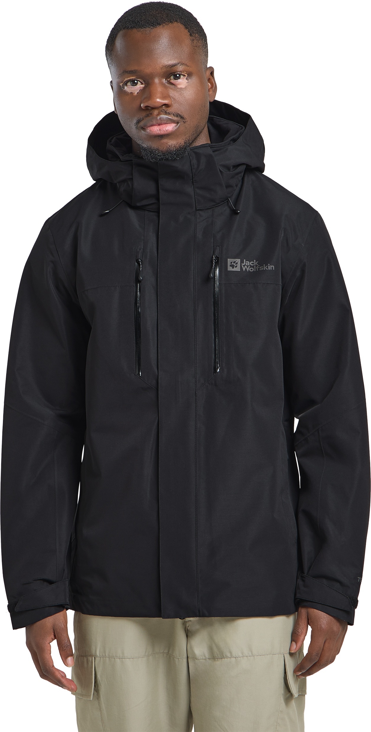 Funktionsjacke JACK WOLFSKIN "JASPER 2L JKT M", Herren, Gr. L (52), schwarz, Oberstoff: 100% POLYESTER ; Kontrastmaterial 1: 100% POLYESTER ; Futter 1: 100% POLYESTER ; Futter 2: 100% POLYESTER, Jacken Funktionsjacke