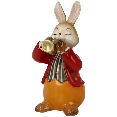 Osterhase GOEBEL "Figur Hase - Eifriger Trompeter", bunt, B:4cm H:8cm T:6cm, Steingut, Dekofiguren, Osterfigur, Dekofigur, Ostern, Osterdekoration Image